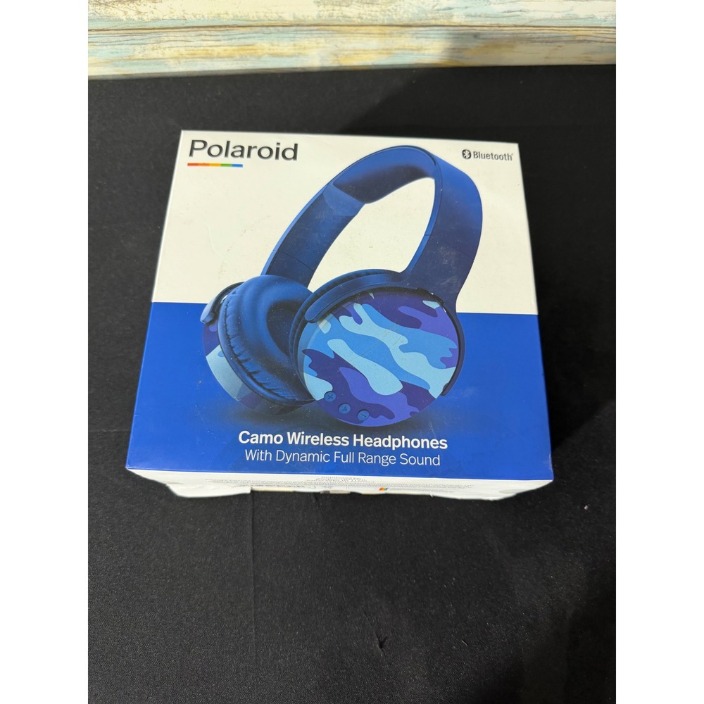 Polaroid Camo Wireless Headphones OS Blue Bluetooth PBTH207CMBL Camouflage NEW